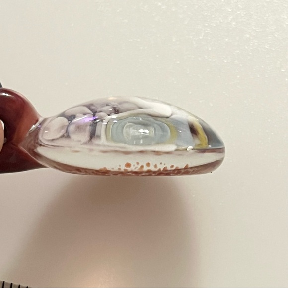 Handblown Artisan Brown Blue White Yellow Glitter Art Lampwork Glass Necklace - Picture 13 of 16